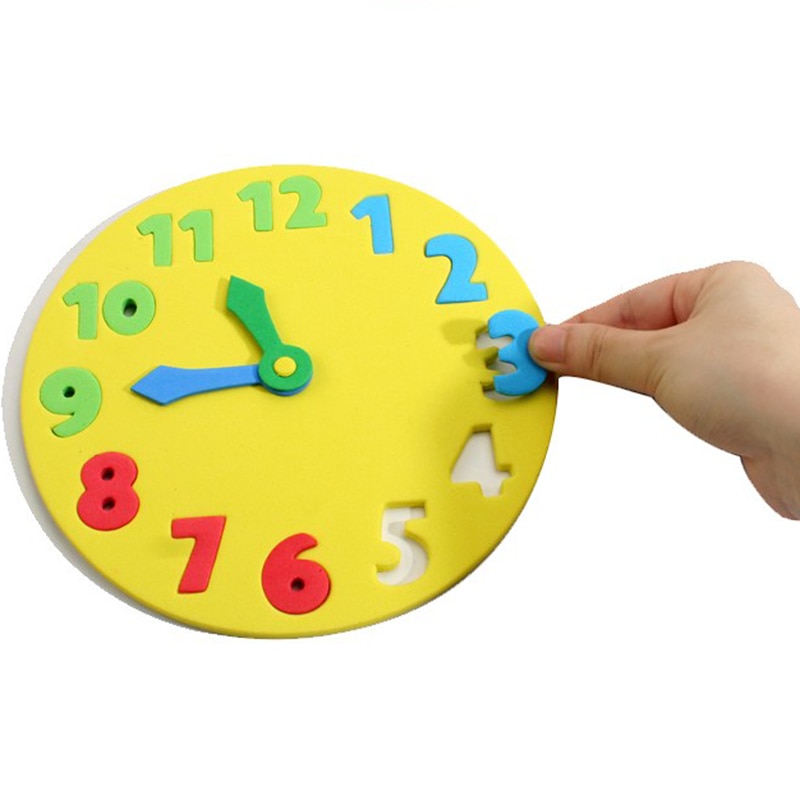 5pcs children EVA clock for learning time and hour/ Kids baby 18*18cm assemble timepiece for inserting educational toys