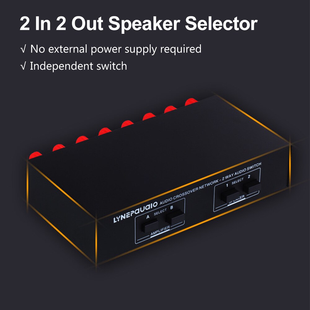 LINEPAUDIO 2 In 2 Out Speaker Selector Switch Audio Signal Switcher Power Amplifier Audio Receiver Splitter Box