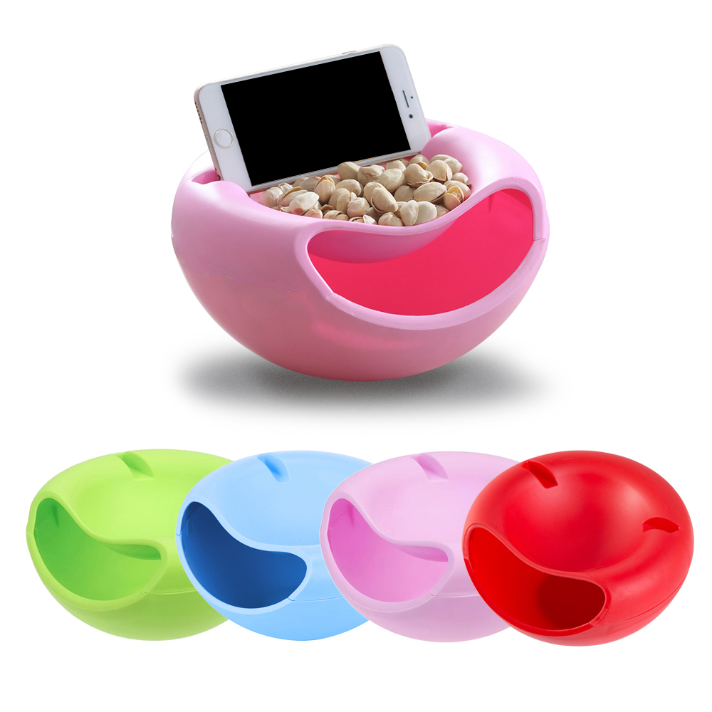 1 Pcs Modern Living Room Shape Lazy Snack Bowl Plastic Double Layers Snack Storage Box Bowl Lazy Fruit Plate Bowl