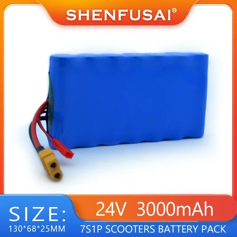 Roller-Akku, 24 V, 7S1P, 3000 mAh, Lithium-Ionen-Akku für kleine elektrische Einräder, Roller, Spielzeug, eingebauter 18650-Akku: Default Title