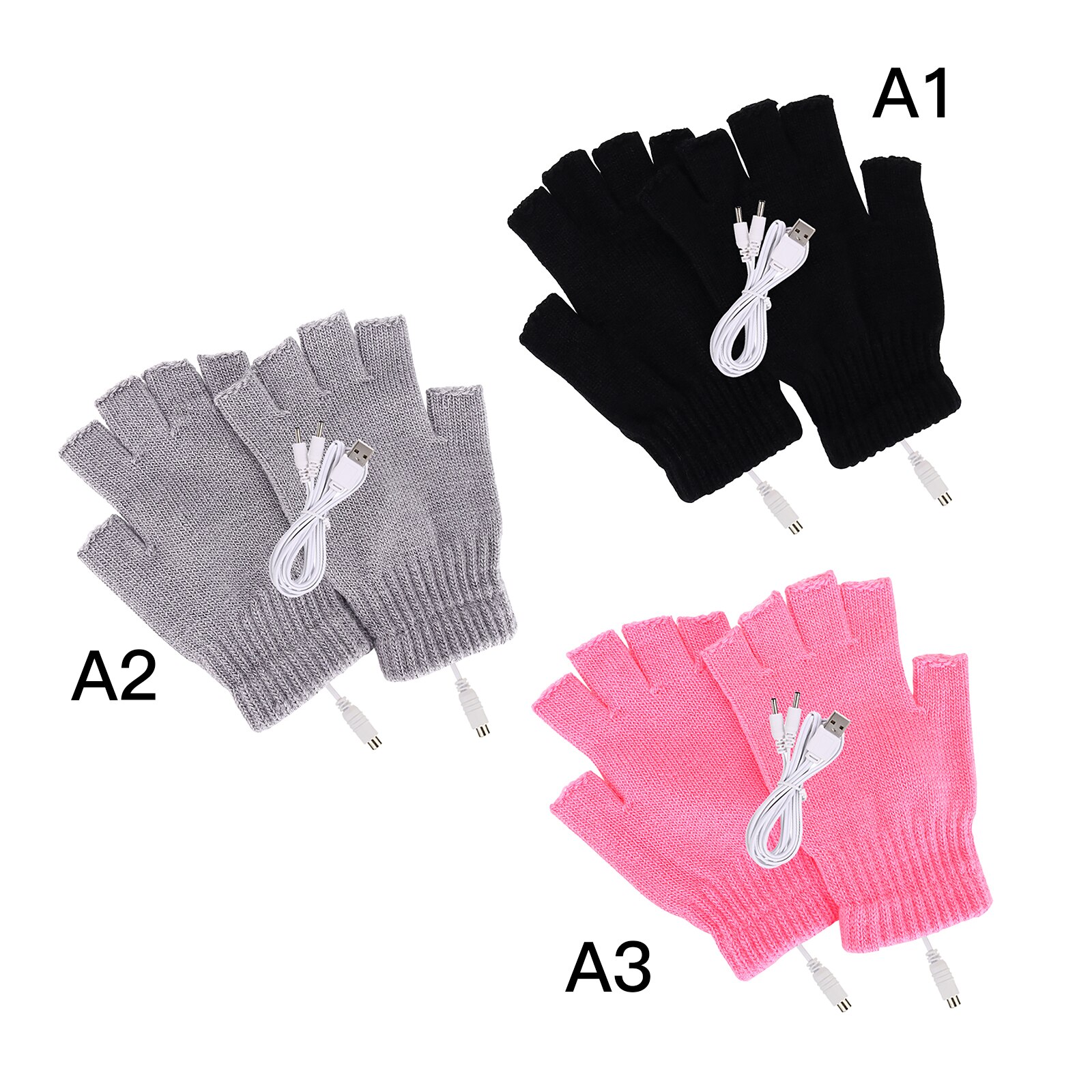 Heated Gloves Fingerless Heating USB Heated Gloves Laptop Gloves Winter Unisex Hands Warm Hands Warmer Woolen Warm Laptop Gloves