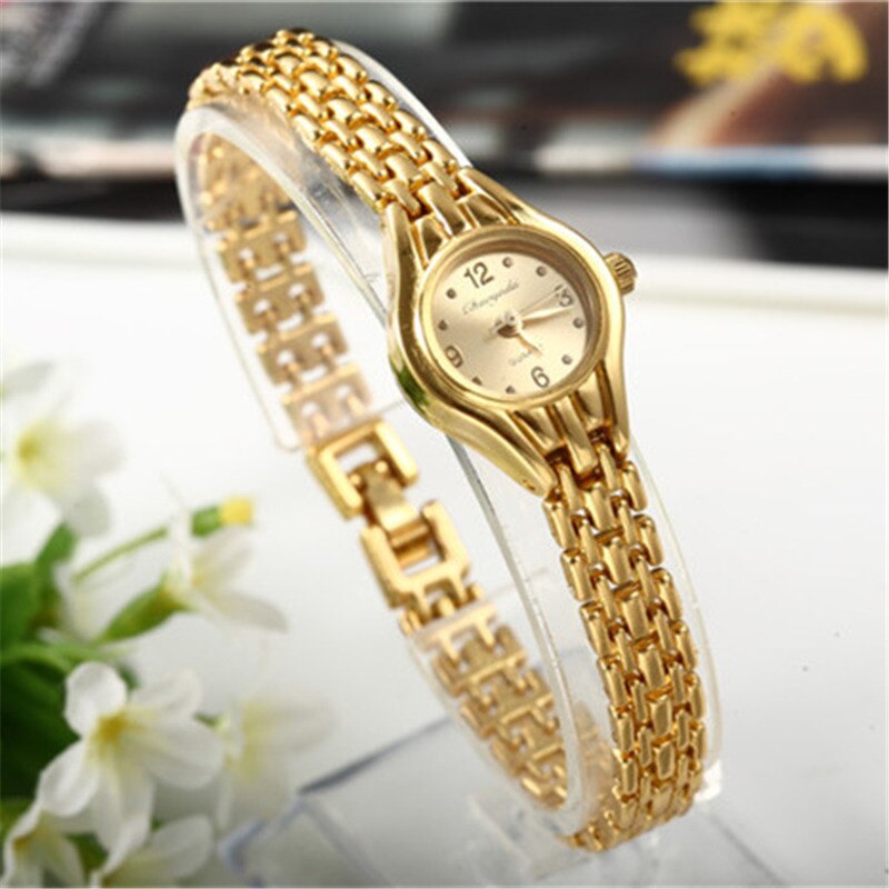 Kvinder ur afslappet guld rustfrit stål armbåndsur lille analog urskive kvindelig armbåndsur ur ur relojes: 5