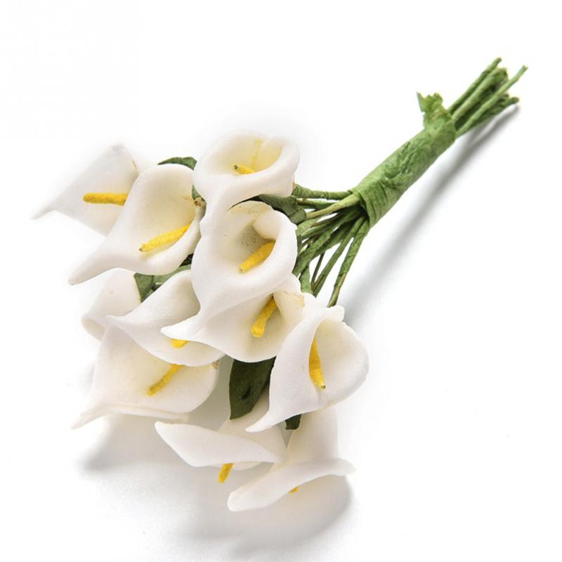 12pcs hoofd/set Kunstmatige Bloemen 8 Kleuren Calla Bridal Bruiloft Decoratie Boeket Hoofd PE Real Touch Kunstmatige bloem