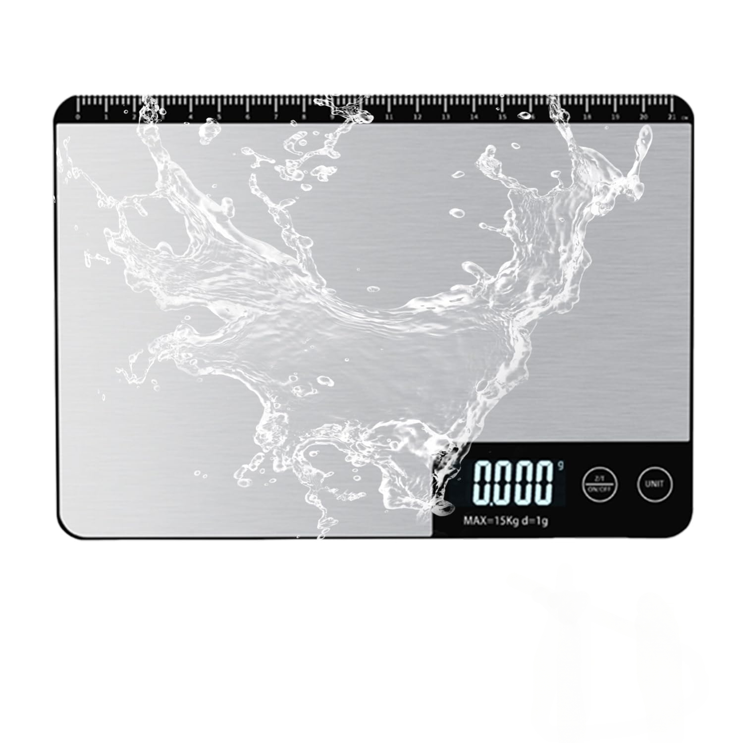 Madvægt 33lb/15kg digital køkkenvægt til mad, ounces og gram, madlavning, bagning, 1g/0.1oz præcise grader, usb-genopladelig: Sølv
