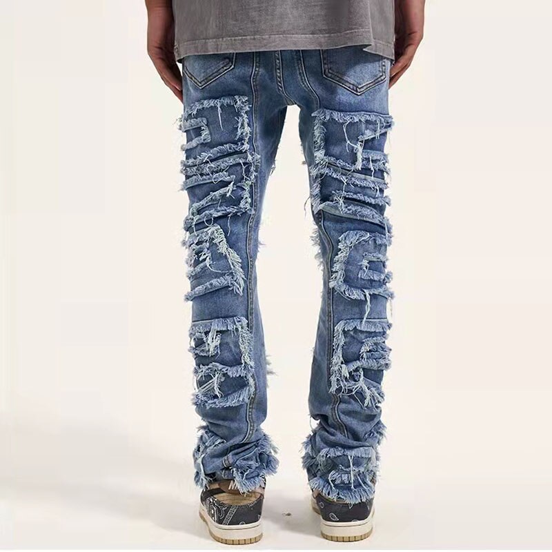 Jean déchiré en Denim pour hommes, Style rétro, droit, délavé, Harajuku, Hip Hop, pantalon ample, Style Vibe, décontracté