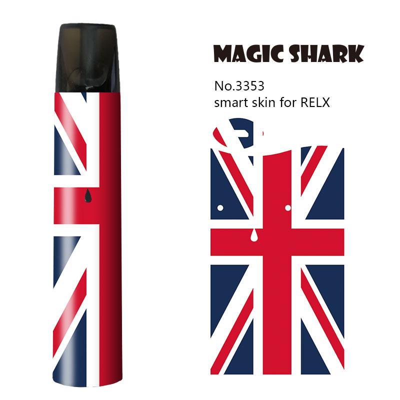 Magic Shark Miltary Panda UK Flag Tiger Lip Lion Ultra Thin PVC 2.5D Vape Sticker for Relx Film Case for Relx: 3353