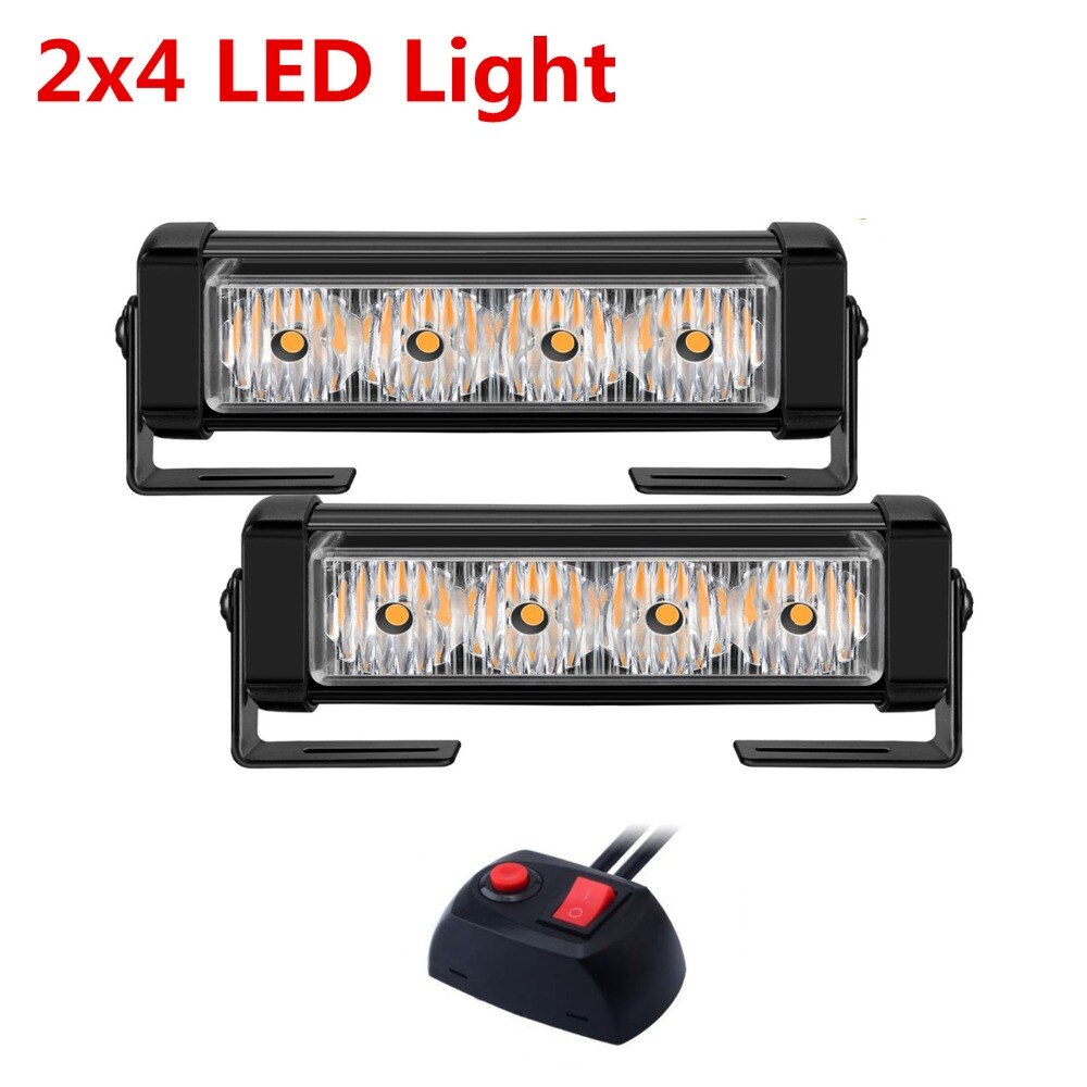 2 x 4/2 x 6 led ambulans polis blixtljus bil lastbil galler drl nödblinkande lampa auto led varningssignal ljus 12v