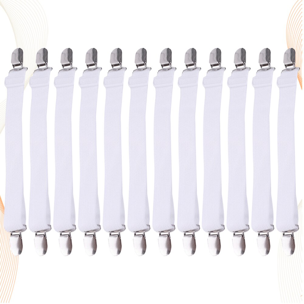 12 Stuks Nylon En Metalen Plaat Fastener Multifunctionele Bed Sheet Fasteners Clips Elastische Band Voor Bed Covers Matras Lakens: Default Title