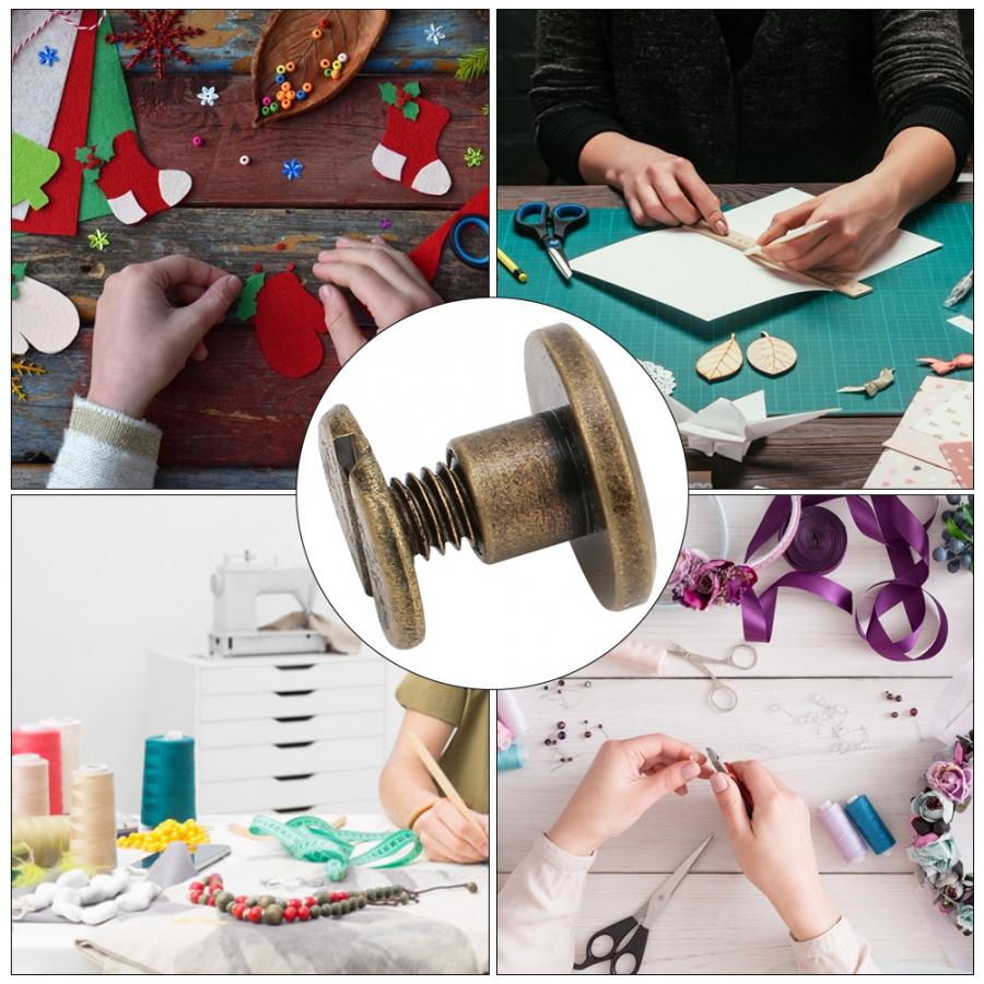 50 Sets 6.5mm Brass Stud Screw Flat Head Studs Screws Nail Rivets DIY Stud Screw Nail Rivets Leather Craft Fastener Screwback