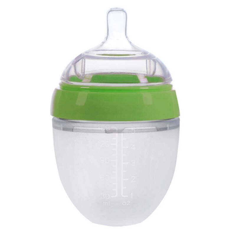 Biberón de silicona antiflatulencia para bebé recién nacido, botella de 4 estilos de gran calibre con asa, suministros para bebé, herramientas de alimentación para leche: 150ML-G-No handle