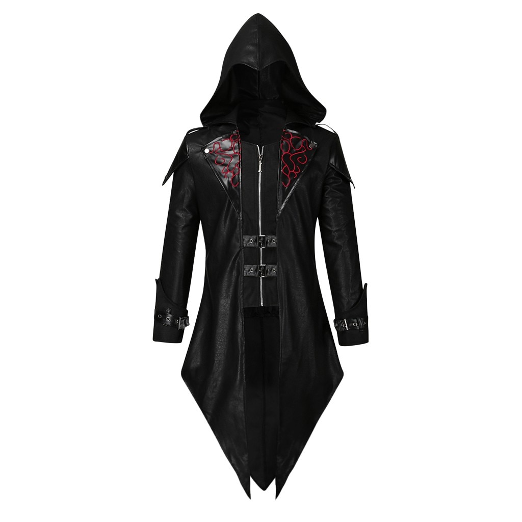 Mens Tailcoat Jacket Goth Steampunk Uniform Hoodie Praty Outwear Coat Tuxedo Formal Costume Mens Steampunk Coats#g30