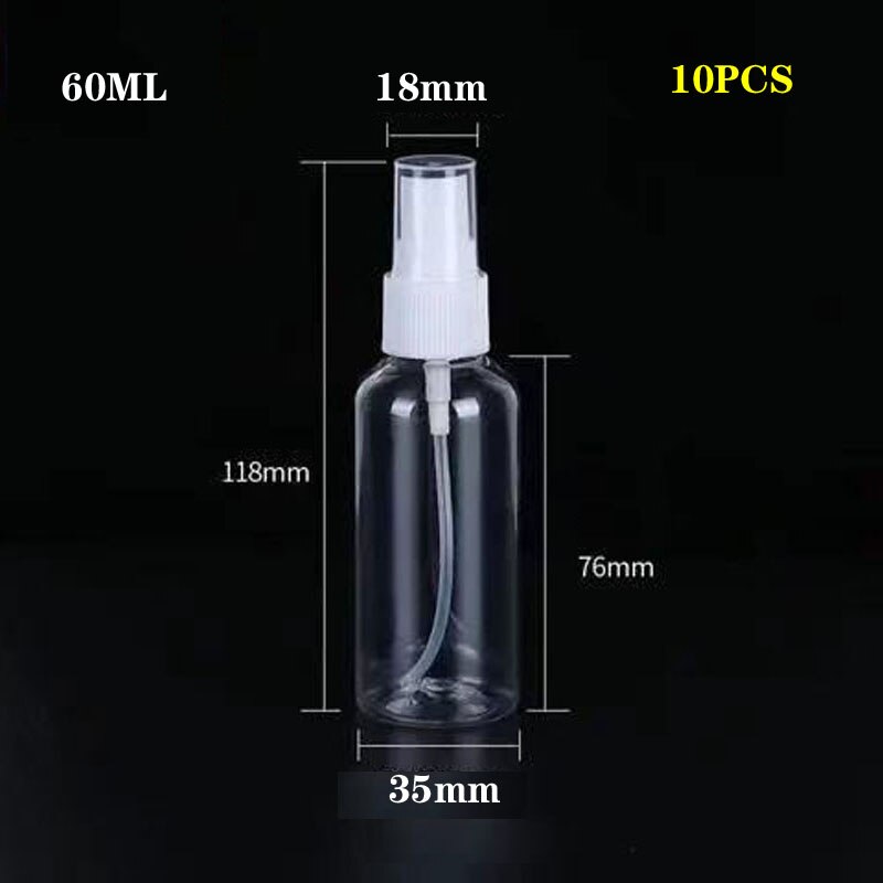 Plastic Spuitfles Kleine Alcohol Spray Fles Desinfectie Speciale Draagbare Aparte Fles Make-Up Water Spray Fles 10Pcs: 60ML