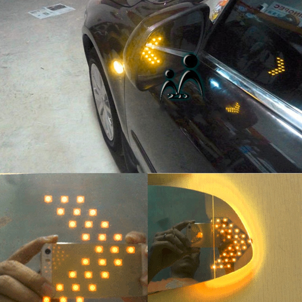 1x Universal Car Vehicle Arrow LED Lights Indicator 14 LED 3528SMD Car Rearview Side Mirror Turn Signal Light