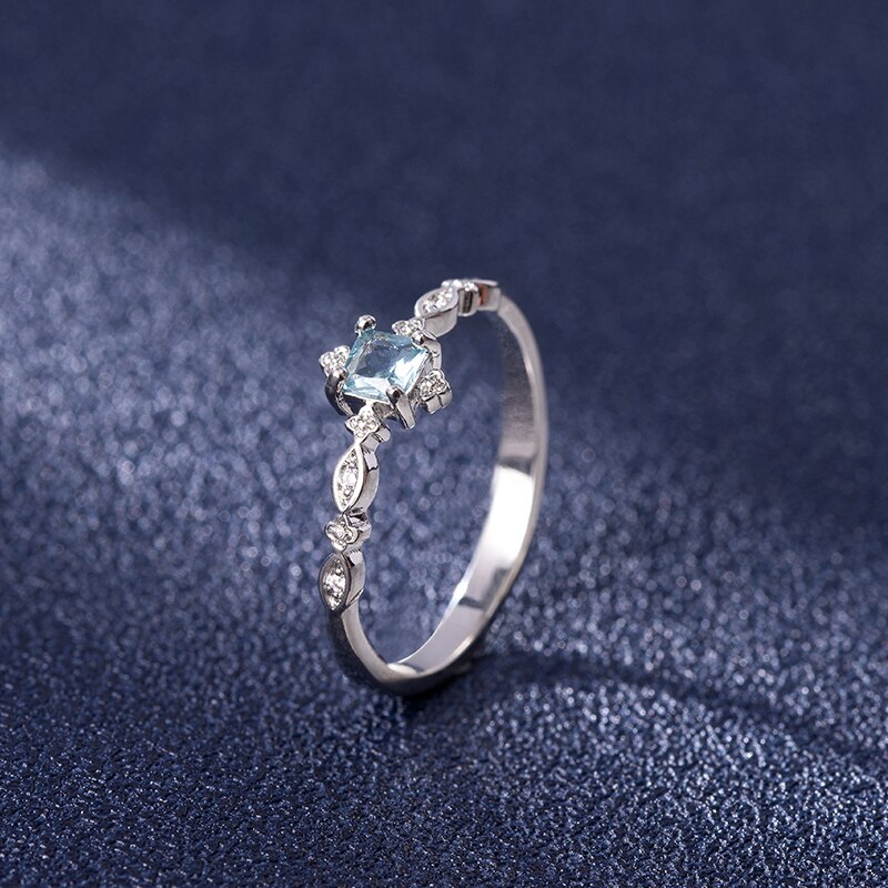 Trendy 925 Zilveren Sieraden Ringen Met Blauwe Zirkoon Edelsteen Vinger Ring Voor Vrouwen Wedding Engagement Promise Party