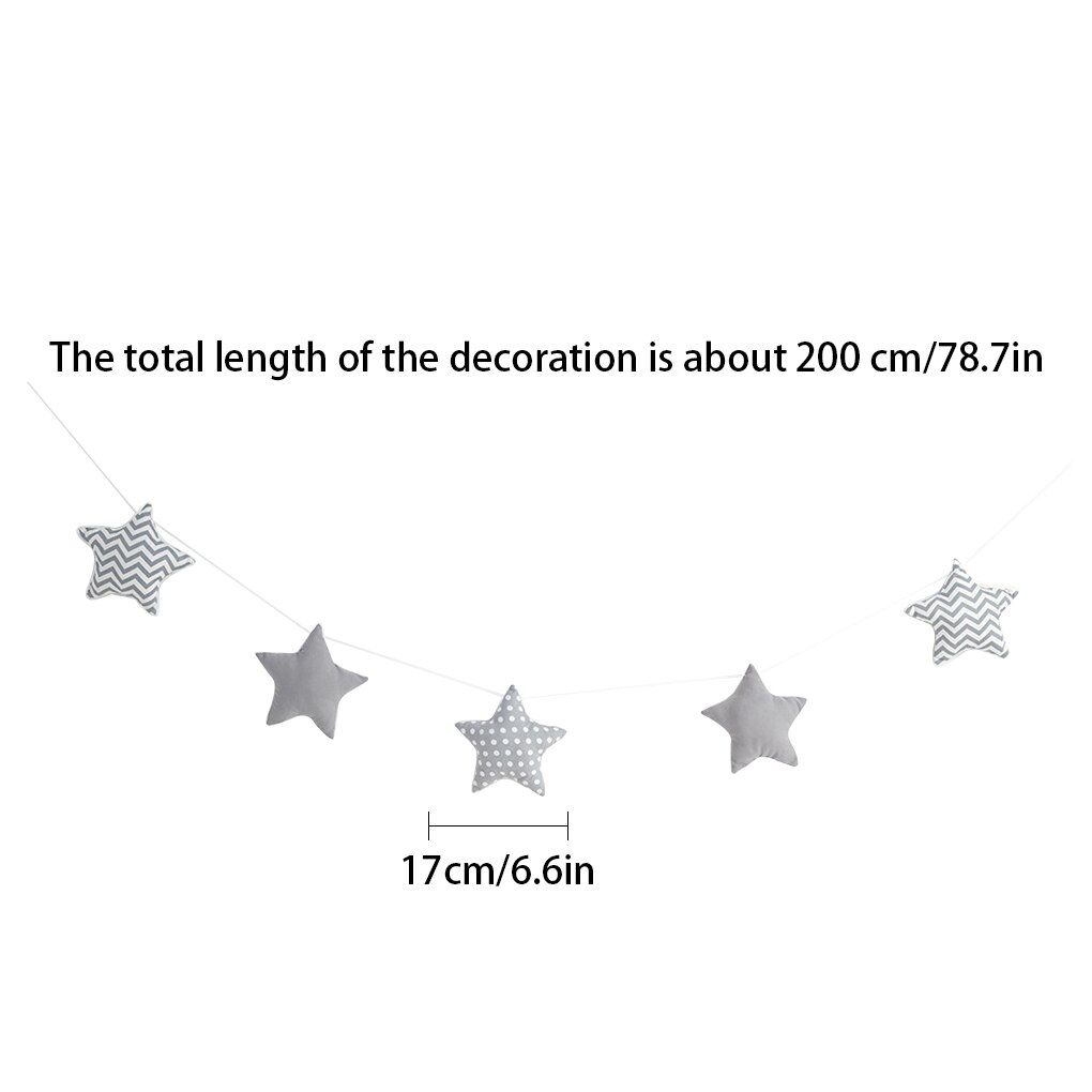 Tira de decoración de estrella colgante para pared de niños, cartel de pared del dormitorio, cuerda de algodón, adorno de estrellas