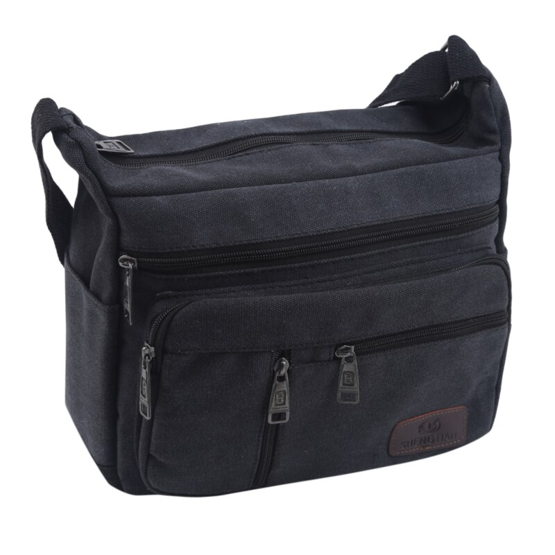 Canvas Crossbody Bags Single Shoulder Bags Travel Casual Handbags messenger bags Solid Zipper Schoolbags for Teenagers: black