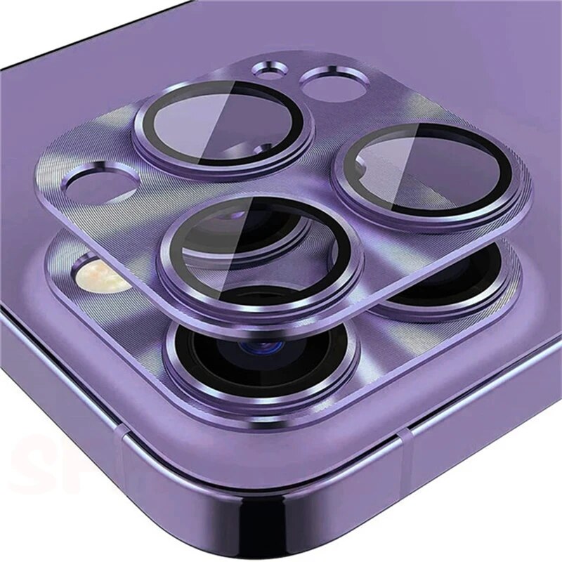 Camera Lens Protector voor iPhone 11 15 14 12 13 Pro Max Titanium Metalen Camera Cover Scherm Metaal Glas Voor iPhone 14 15 Pro MAX: Paars / Bundle3