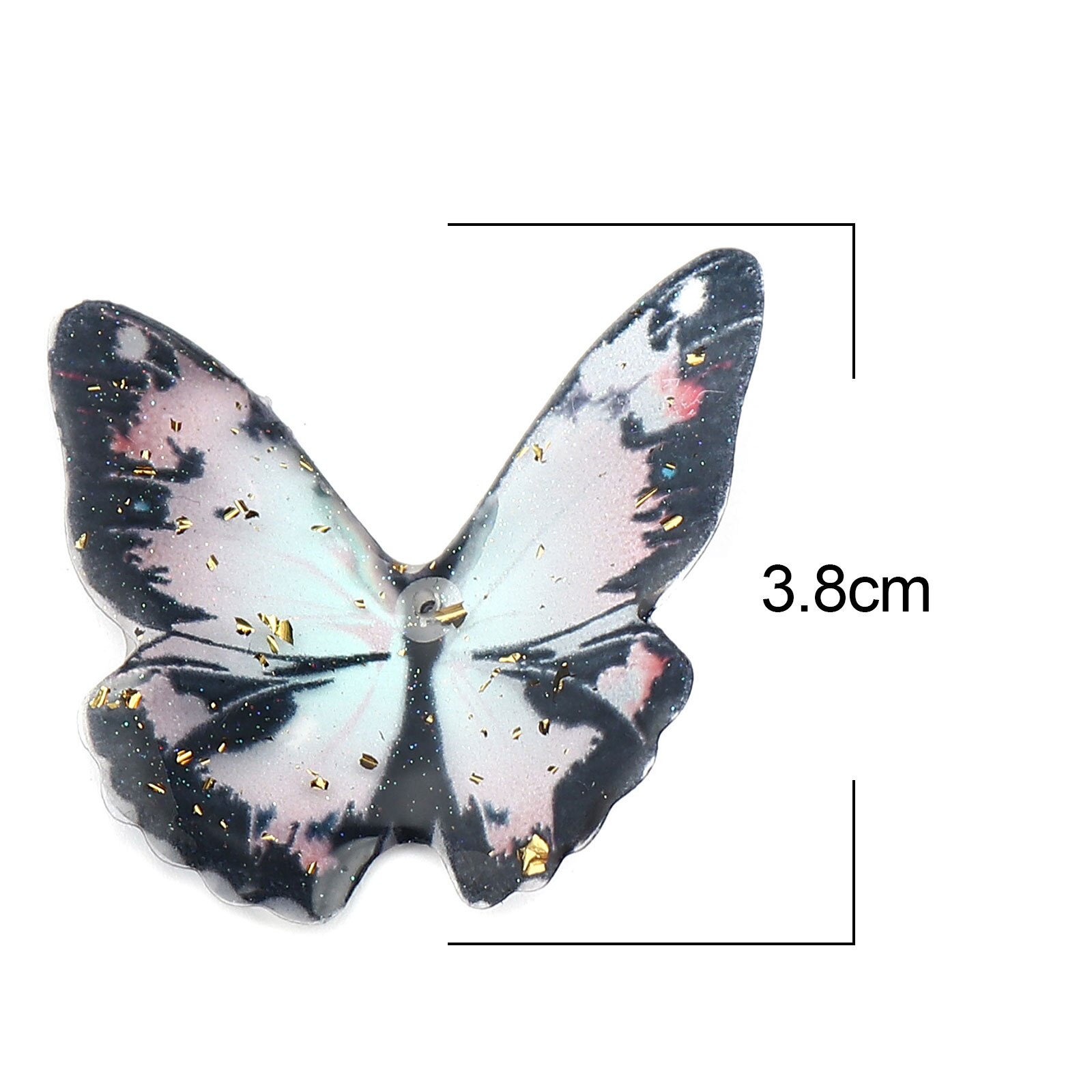 3/5PCs fascini del pendente della serie della farfalla dell'insetto della resina per la fabbricazione di gioielli foglia d'oro farfalla animale blu viola stagnola 23mm x 22mm: 3PCs-12
