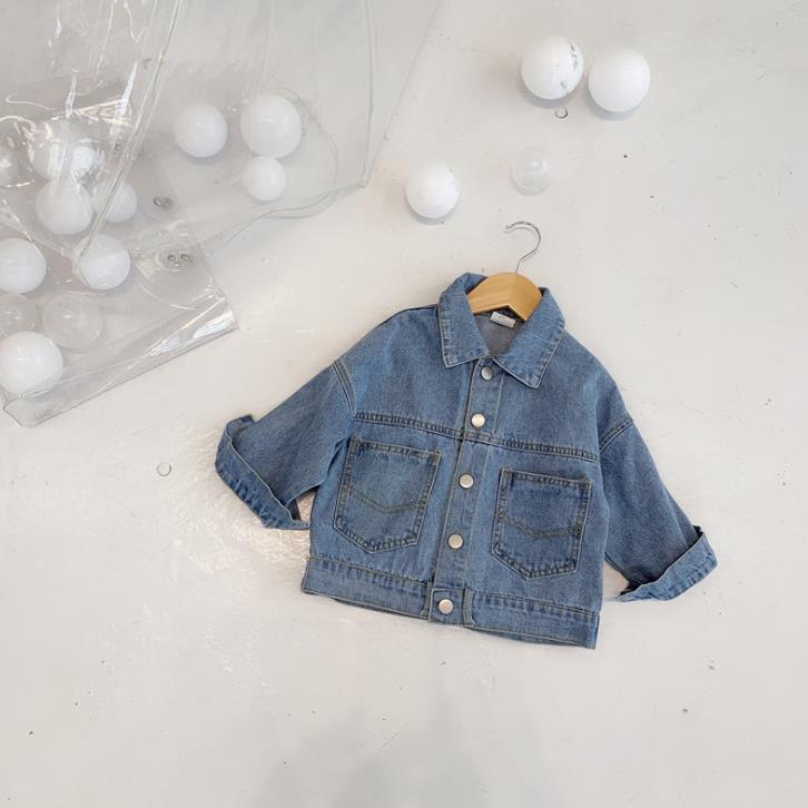 Corea Nuova Collezione Autunno Primavera Capretti Del bambino Dei Ragazzi Giacca di jeans di Modo Dei jeans Tasca Solido del Cappotto Dei Bambini del Cappotto del Ragazzo Dei Vestiti Dei Bambini Della Tuta Sportiva: 6T