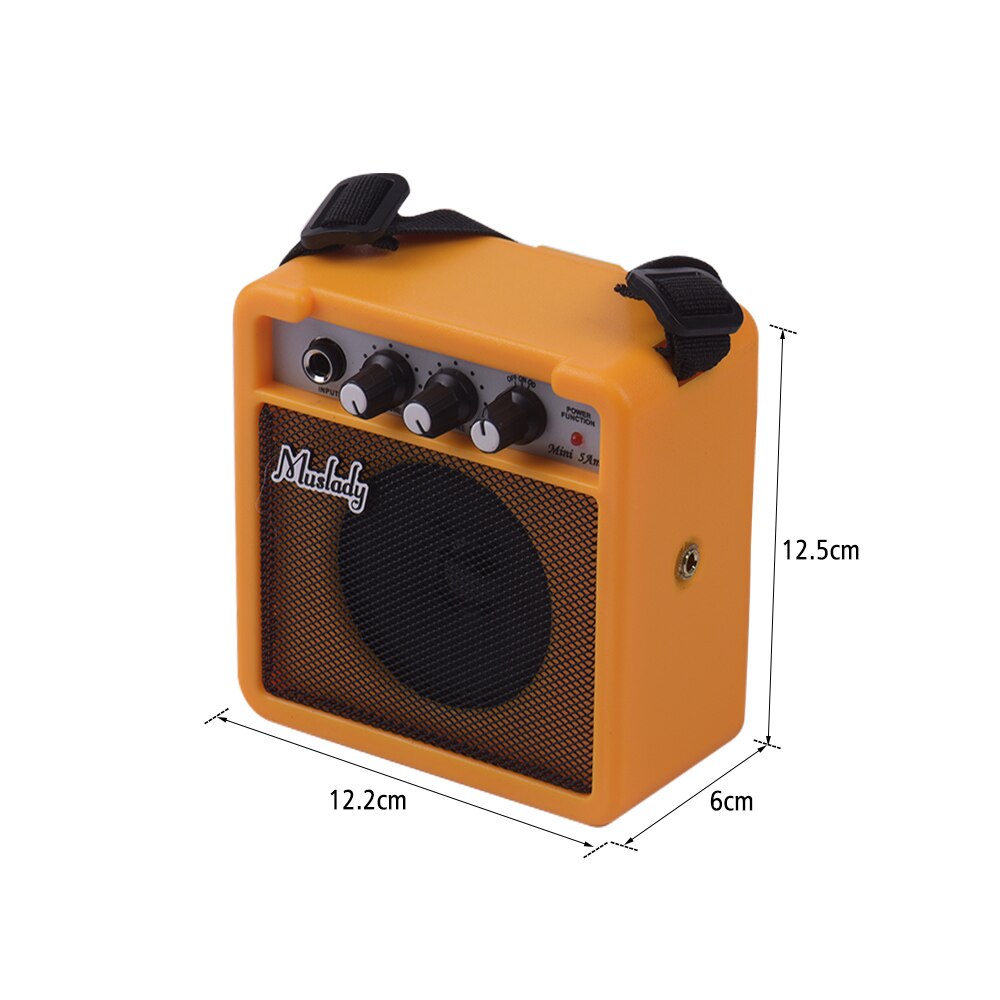 Muslady 5W Mini Guitar Amplifier Amp Speaker 3.5mm & 6.35mm Inputs 1/4 Inch Output Supports Volume Tone Adjustment Overdrive