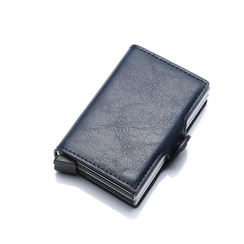 Dienqi Rfid Id Bank Kaarthouder Reizen Portemonnee Case Business Credit Card Holder Aluminium Kaarthouder Metal Purse Creditcardhouder: Blue