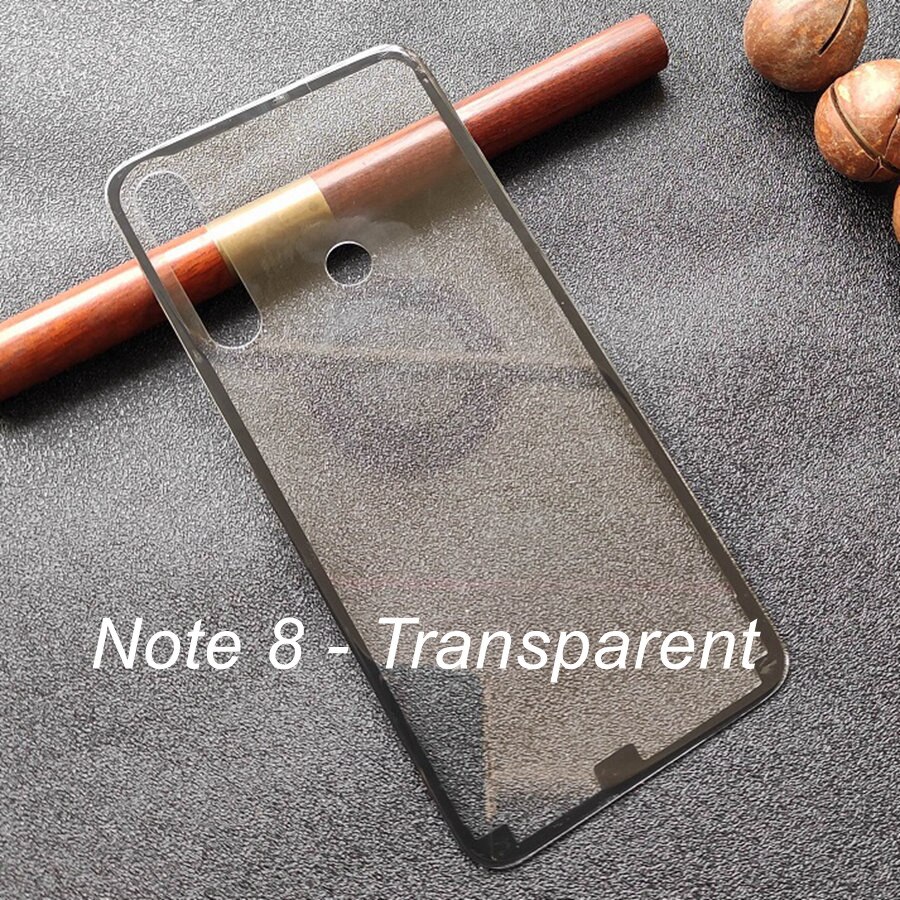 Voltar vidro capa para xiaomi redmi note8 nota 8 pro bateria capa traseira habitação painel da porta substituição + adheisve adesivo m1908c3jh: Note8-Transparent