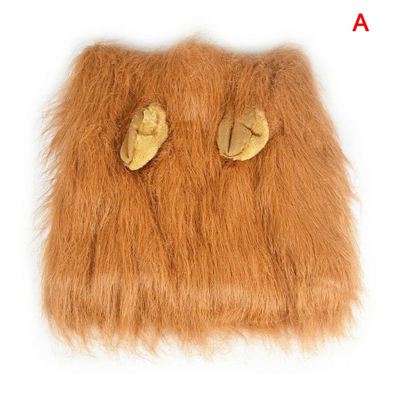 Pet Costume Lion Mane Wig with/without Ears for Large Dog Halloween Clothes Fancy Dress up DIN889: a