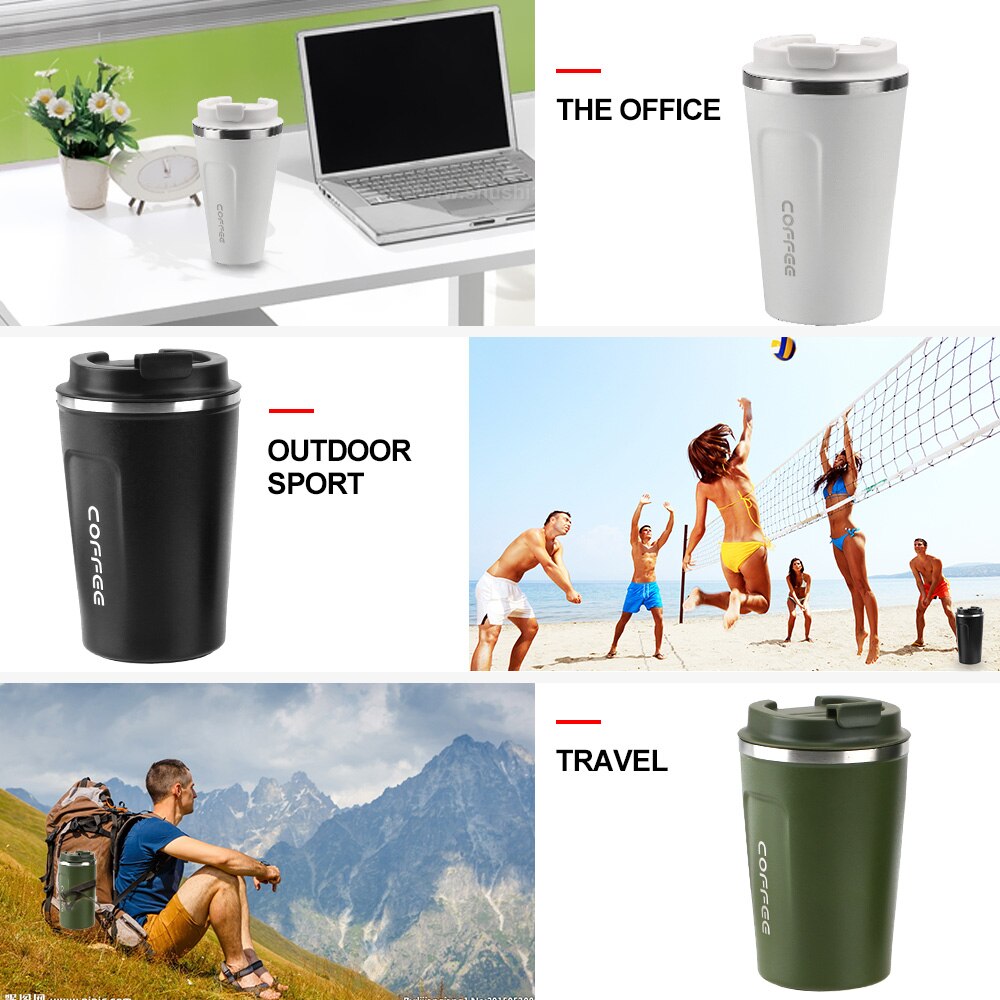 380/510ml resor termokopp bil termos mugg dubbel rostfritt stål 304 kaffemugg läckagesäker termosmugg för