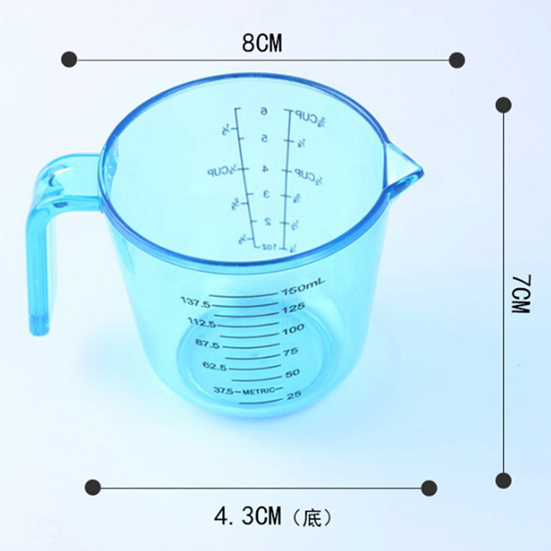 150ML 300ML 600ML Plastic Measuring Cup Clear Scale Show Transparent Mug Pour Spout 3sizes Measuring Device