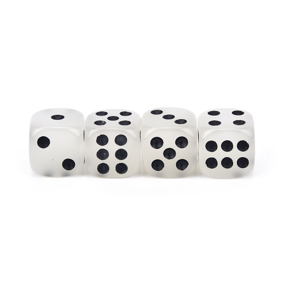 4 Pcs Filet Zwarte Pips Lichtgevende Dobbelstenen 6 Side Voor Bordspel Night Bar Ktv 14 Mm