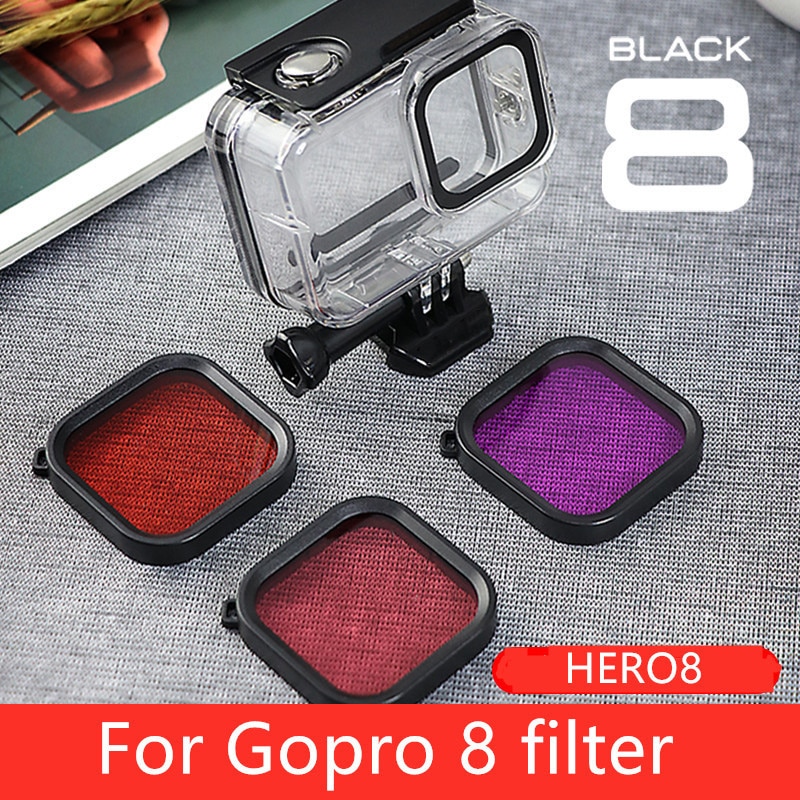 3 pièces filtres pour Gopro Hero 8 boîtier étanche étanche plongée filtre caméra accessoires DOM668