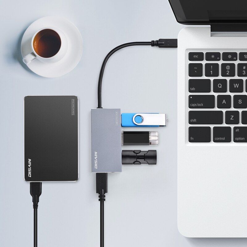 Disain type -c 4 -poorts hub met hoge snelheid usb 3.0 5 gbps 4-- poorts dockingstation usb-c-splitter