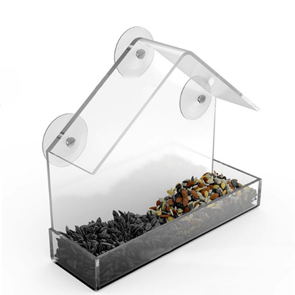 Economic Birdhouse Transparent Sucker Plastic Pet Bird Feeders Beautiful Bird Feeder Window Feed Gardens Foods