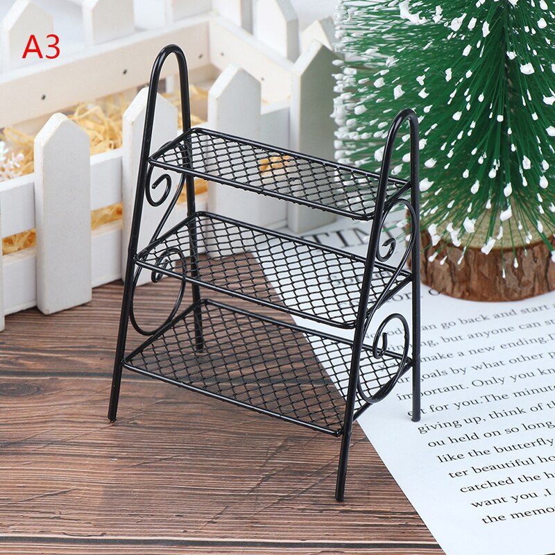 1Pc 1:12 Dollhouse Wood Plastic Metal Shelf Flower Stand Mini Doll House Furniture Model Simulation Furniture Accessories: 3