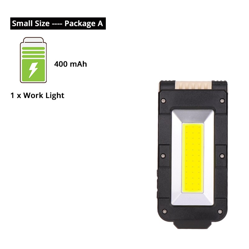 Luz de trabajo COB recargable USB linterna LED portátil Ajuste de 180 grados inferior con magnético adecuado para acampar: Small size-Package A