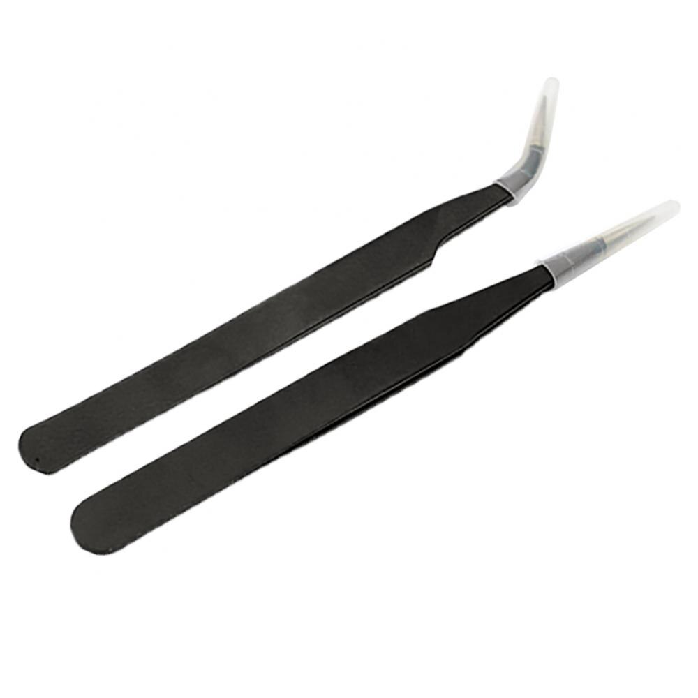 2Stck Gerade Gebogen Pinzette für Nagel Kunst Wimpern Verlängerung Zange Pflücken Werkzeug Wimpern Pinzette