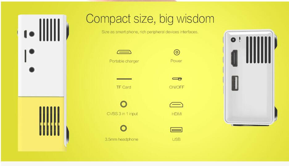 YG300 YG-300 Mini LCD LED Projector Mini Projector 400-600LM 1080P Video 320 x 240 Pixel Best Home Proyector white