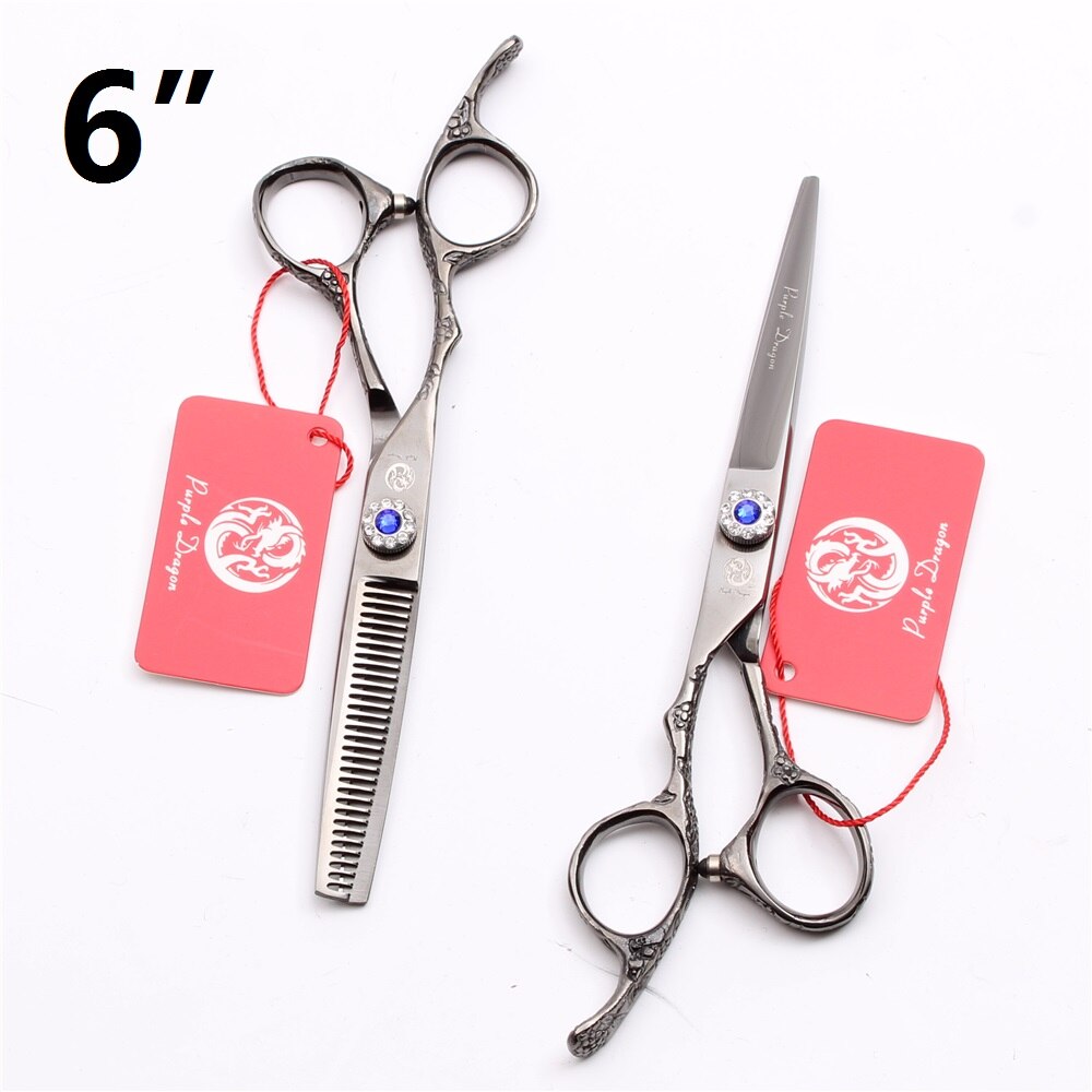 Y8212 5.5 " 6 " venstrehånds saks hår frisør frisør salon sakse klipning sakse sæt: 6 tommer sort s