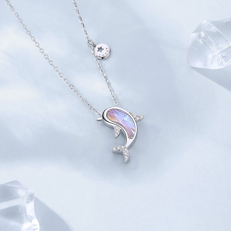 VOQ gioielli Color argento Dolphin Charm Box catena pendente collana donna regali per feste di nozze