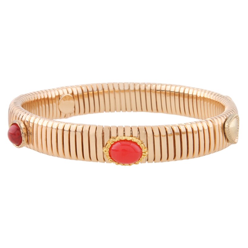 Braccialetti a catena a molla alla moda di moda braccialetti di marca in rame argentato donna manuale a gradiente aperto per regalo di gioielli con ciondoli nazionali: red