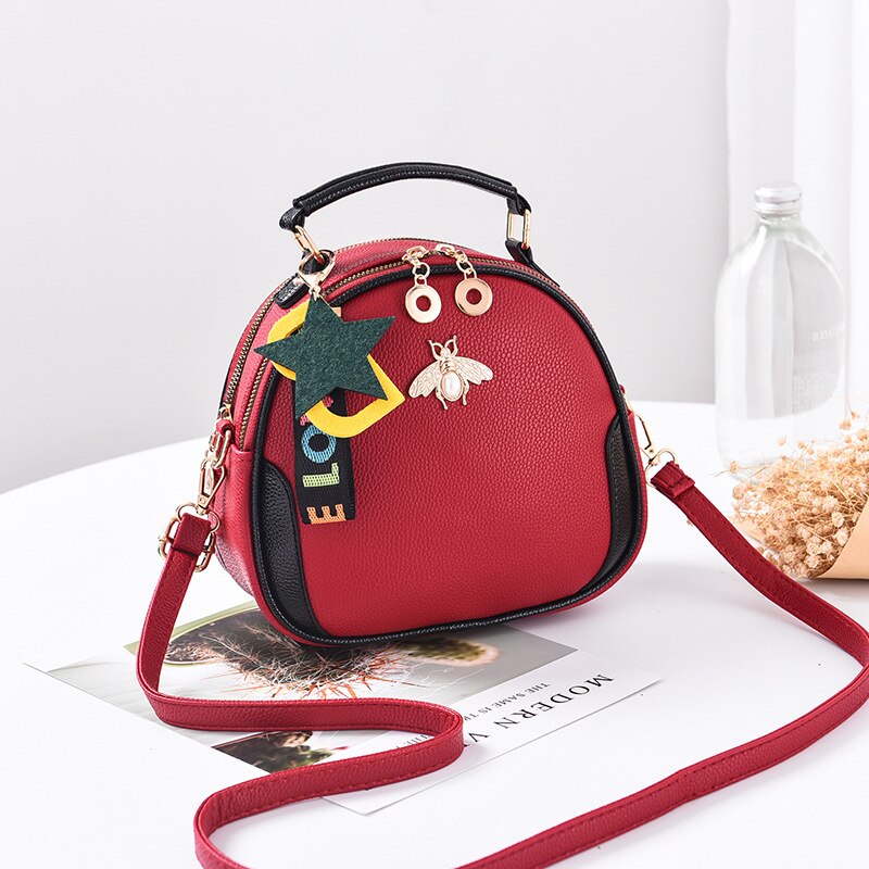 Borsa da donna femminile nuova borsa a tracolla a tracolla Messenger 2021 moda versione coreana borsa da donna portatile alla moda: Bees red