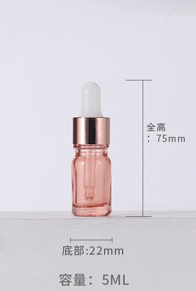 5-100ml rose guld pink flaske glas aromaterapi flydende dråber essentiel grundlæggende massage olie pipette genopfyldelige flasker: 5ml