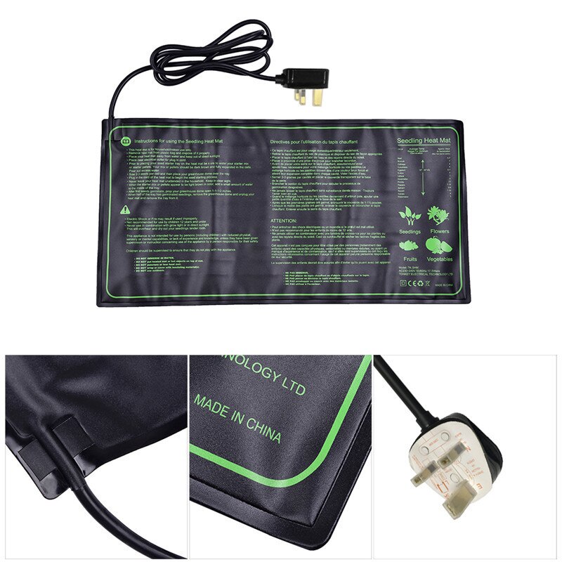Esterilla de calor semillero para vivero almohadilla de arranque clonada de germinación de semillas, impermeable, suministros para jardín, enchufe para UE, EE. UU., Reino Unido: UK Plug