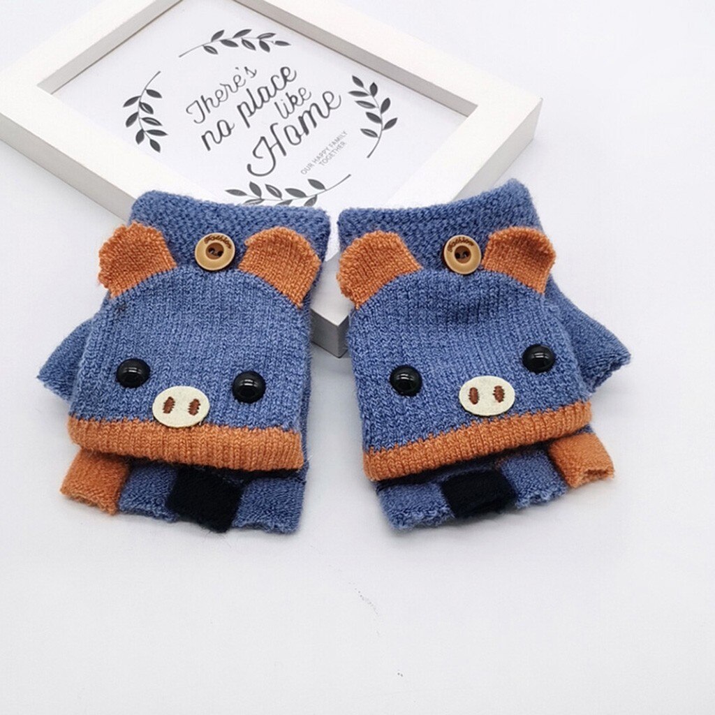 Sale1 paire de gants d'hiver pour enfants | Gants pour enfants femmes, garde au , doux, tricotés, rabattable, sans doigts