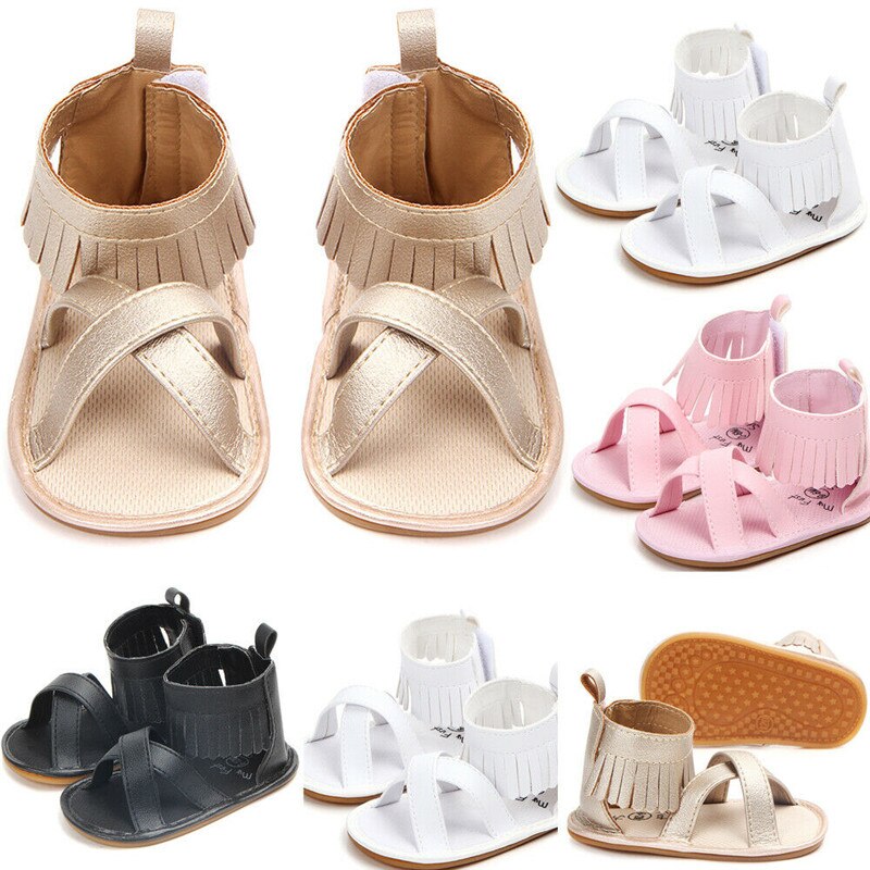 Spædbarn baby pige sandaler kvast anti-slip sko sål prewalkers sko