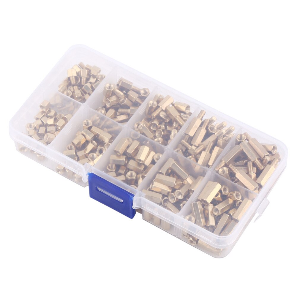 Juego de separadores M3 de latón, separador hexagonal macho y hembra, tablero espaciador, tornillos hexagonales, juego surtido de tuercas, herramientas de carpintería, 300 unids/set por juego