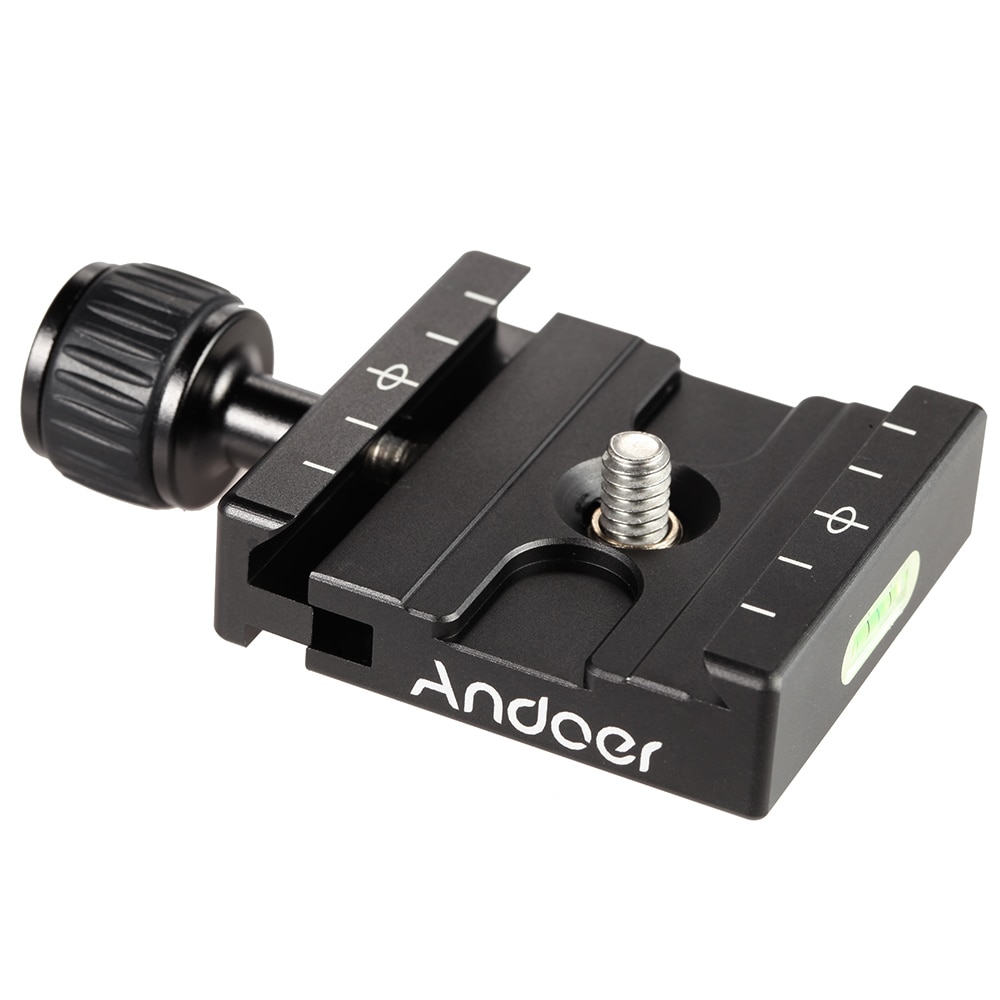 Andoer QR-50 Quick Release Plate Clamp Adapter with Built-in Bubble Level for Arca Swiss RRS Wimberley Tripod Ball Head