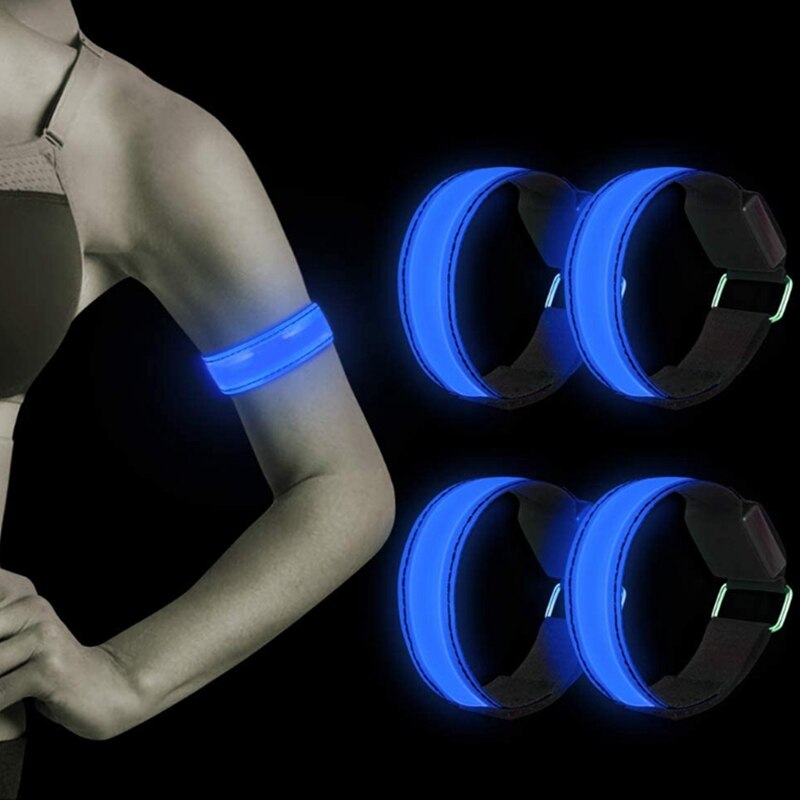 4Pcs Runing Licht für Runers Wiederaufladbare Led Armband Refective Lauf Getriebe, Led Licht Up Band für Runner: Blue