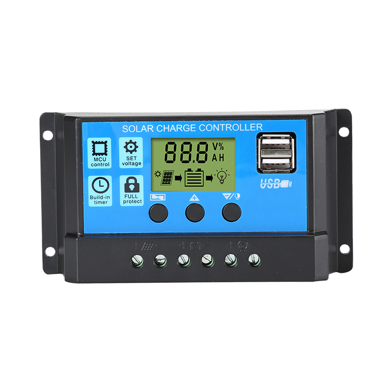 MPPT APPSolar Charge Controller PWM 100A 60A 50A 40A 30A Solar Power Regulator 12V 24V Auto Dual USB LCD Display Load Discharger: 20A-ordinary