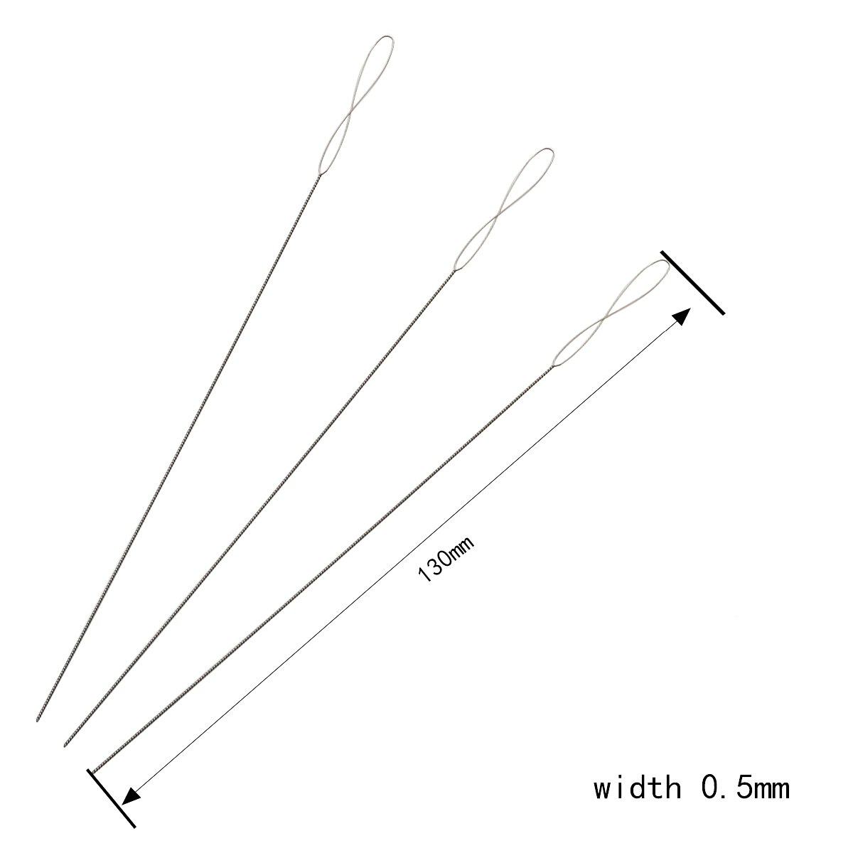 Agujas de acero inoxidable de 8-14cm de longitud para abalorios, alfileres de cuerda de hilo fácil, accesorios de joyería DIY: thickness 0.5mm / 2Pcs